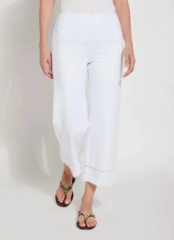 Women's Metallic Pants-Coastal Wide Leg Fringe Pants In White