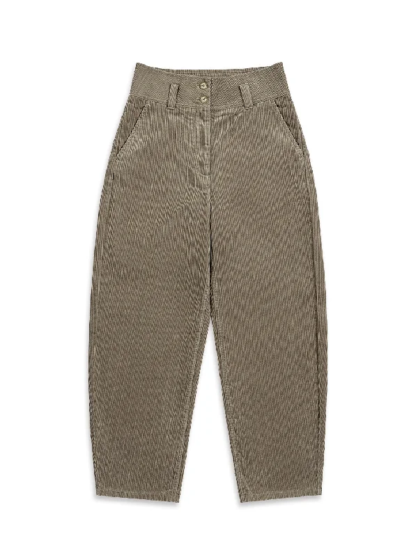 Women's Cinch-Waist Pants-Cord Barrel Pants