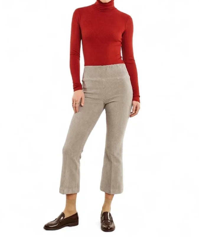 Women's Hem Detail Pants-Crop Flare Corduroy Pant In Grey