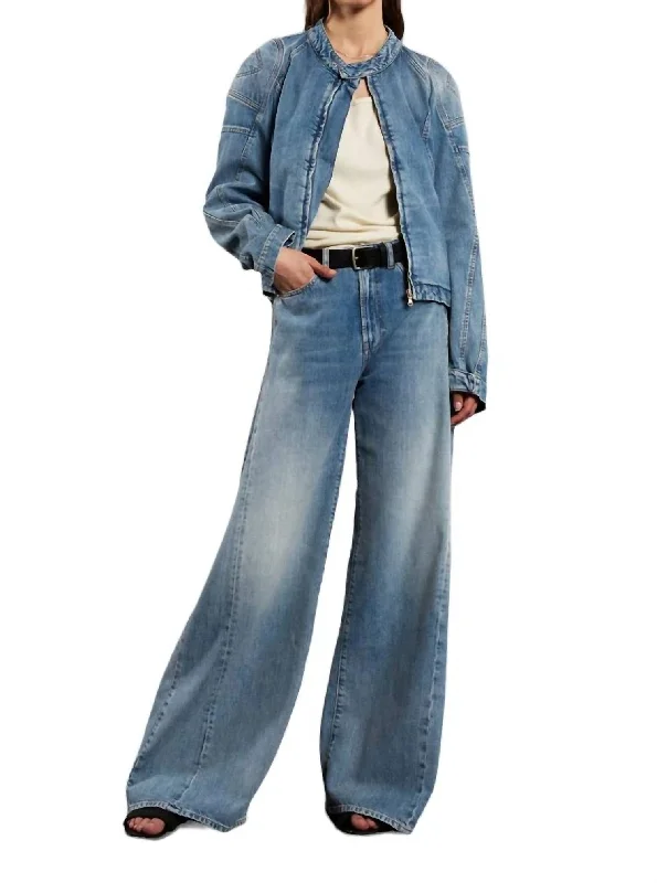 Women's Drawstring Pants-Diana Twins Jean In Ciel Blue