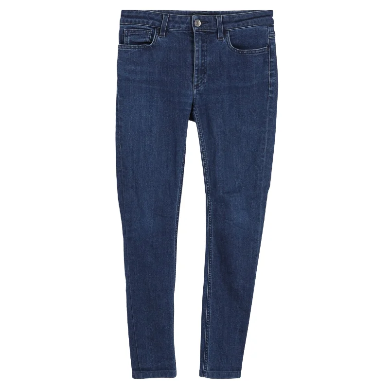 Women's Skirted Pants-Dolce & Gabbana Back Logo Plaque Skinny Jeans in Blue Cotton Denim