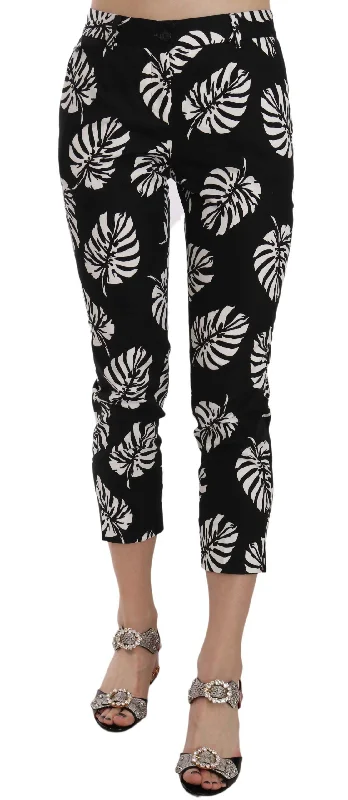 Women's Paisley Print Pants-Dolce & Gabbana Elegant Skinny Capri With Palm Women's Print