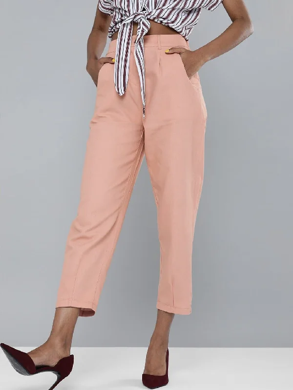 Women's Feminine Pants-Dusty Pink Tapered Pants