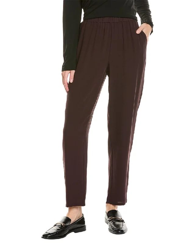 Women's Cropped Pants-EILEEN FISHER High Waisted Silk Tapered Ankle Pant