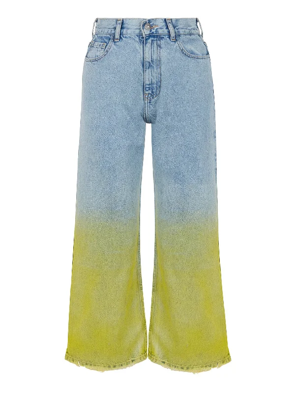 Women's Comfy Pants-Faded Wide-Leg Jeans