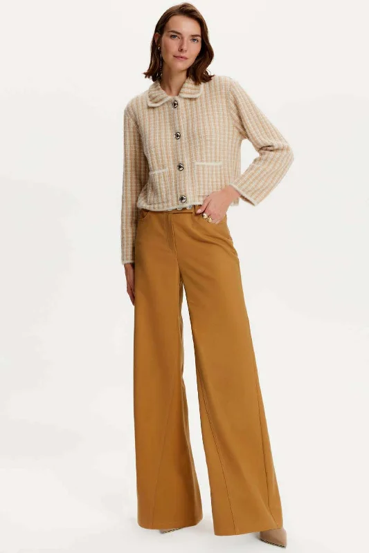 Women's Straight-Leg Pants-Flare Gabardine Pants