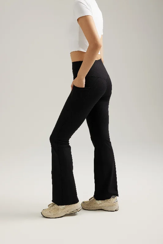 Women's Insulated Pants-Flare Pocket Pants in Black Sesame