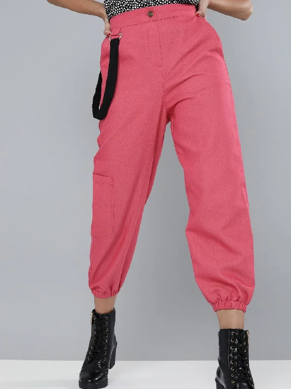 Women's Date Night Pants-Fuchsia Hip-Hop Streetwear Cargo Pants