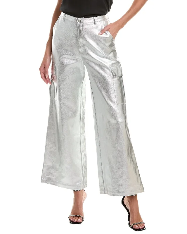 Women's Track Pants-Gracia Metallic Cargo Pant