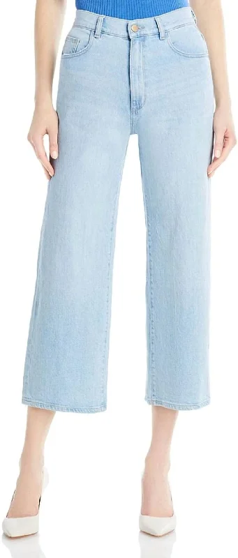 Women's Lounge Pants-Hepburn Wide Leg High Rise Jeans In Baby Blue