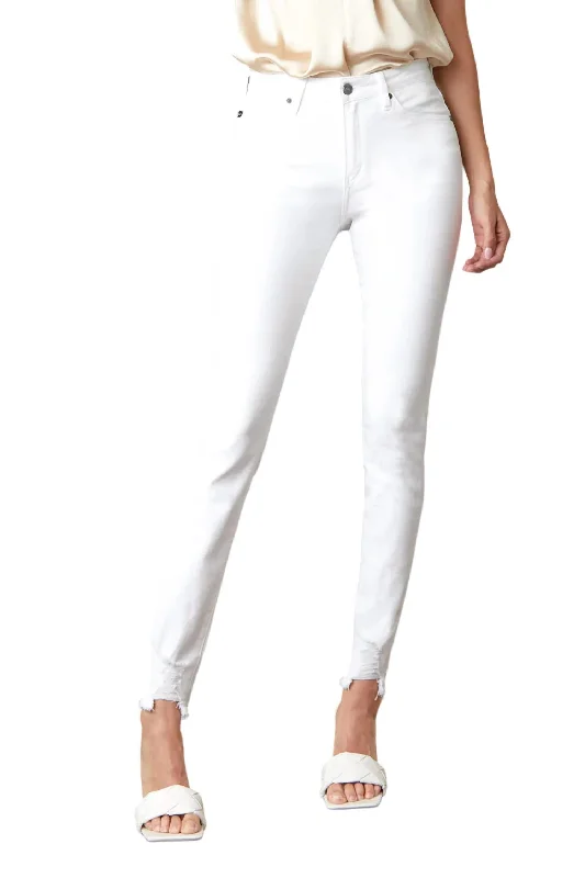 Women's Fleece Pants-High Rise Super Skinny Jeans In White