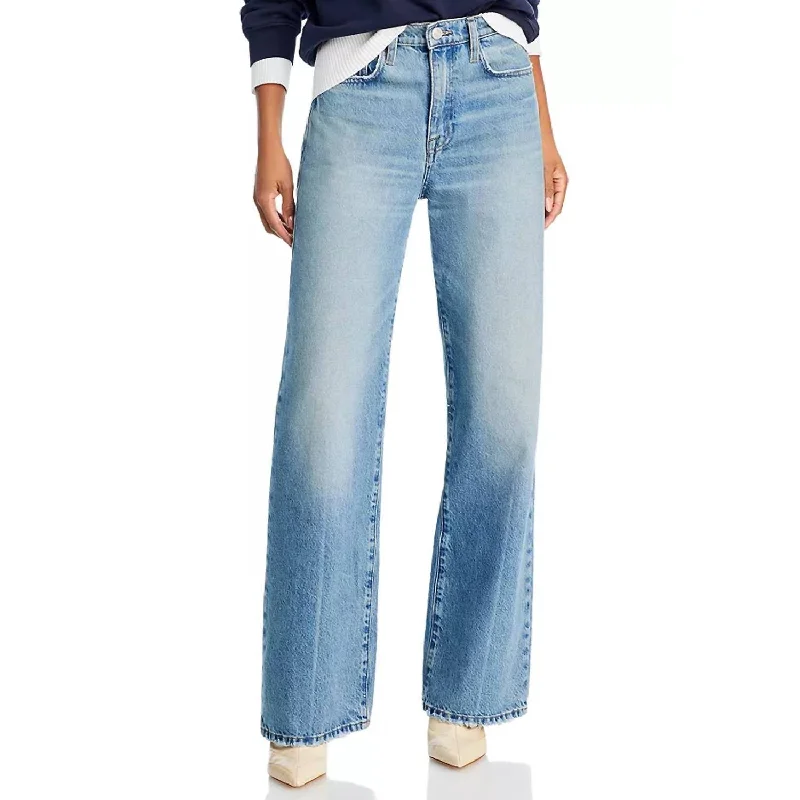 Women's Denim Pants-Le Jane High Rise Wide Leg Jeans In Varsity Blues