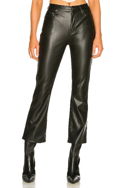 Women's Waterproof Pants-Lennon Faux Leather Cropped Bootcut Pants In Slate Black