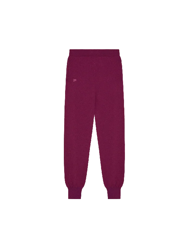 Women's Drawstring Pants-Mens Recycled Cashmere Track Pants—plum purple