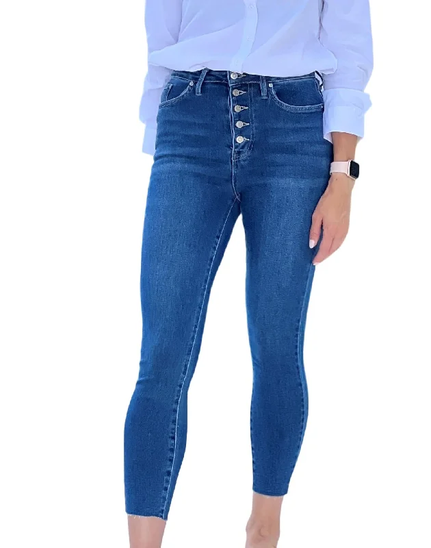 Women's Lace Pants-Monica Skinny Jean In Dark Blue