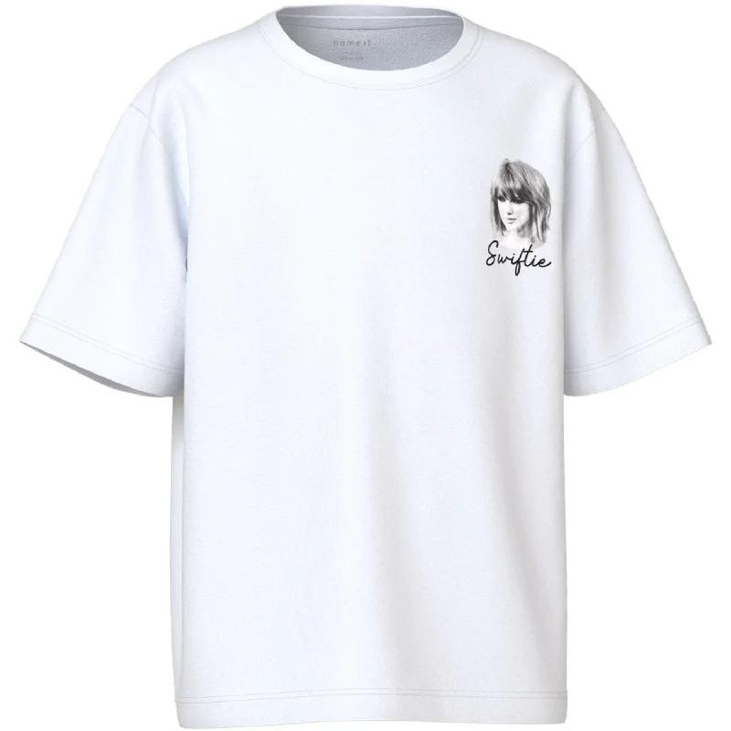 Women's Pocket T-Shirts-Name It Bright White Fern Taylor Swift Regular T-Shirt