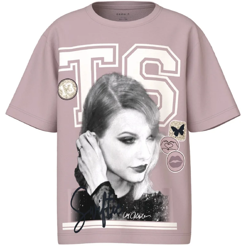 Women's Puff Sleeve T-Shirts-Name It Burnished Lilac Dusan Taylor Swift Regular T-Shirt Noos