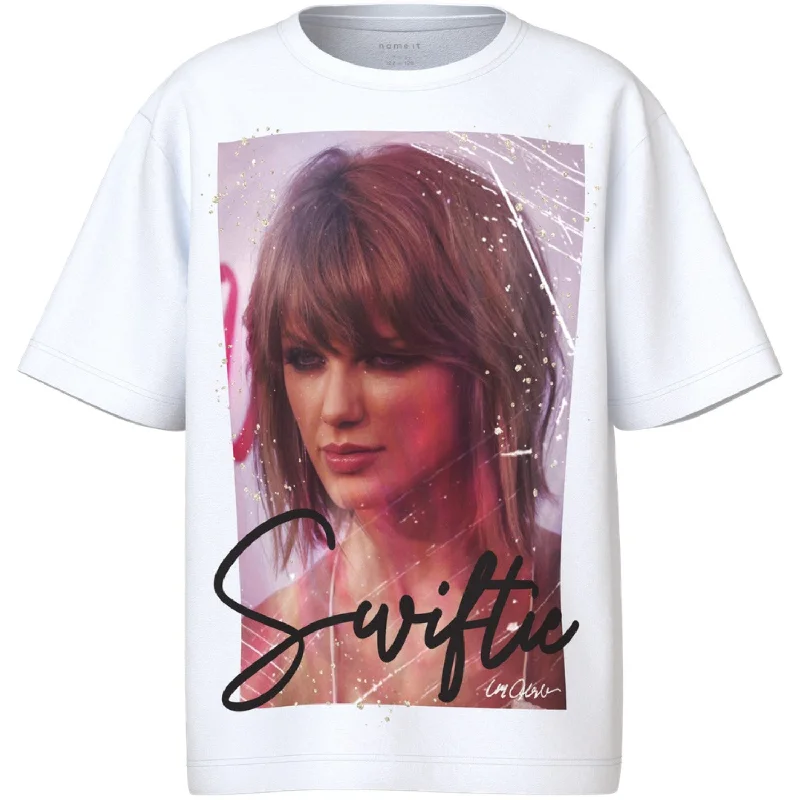 Women's Printed T-Shirts-Name It Cloud Dancer Dusan Taylor Swift Regular T-Shirt Noos