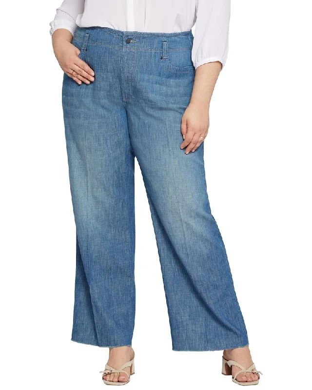 Women's Medium Wash Pants-NYDJ Plus Teresa Fantasy Wide Leg Jean