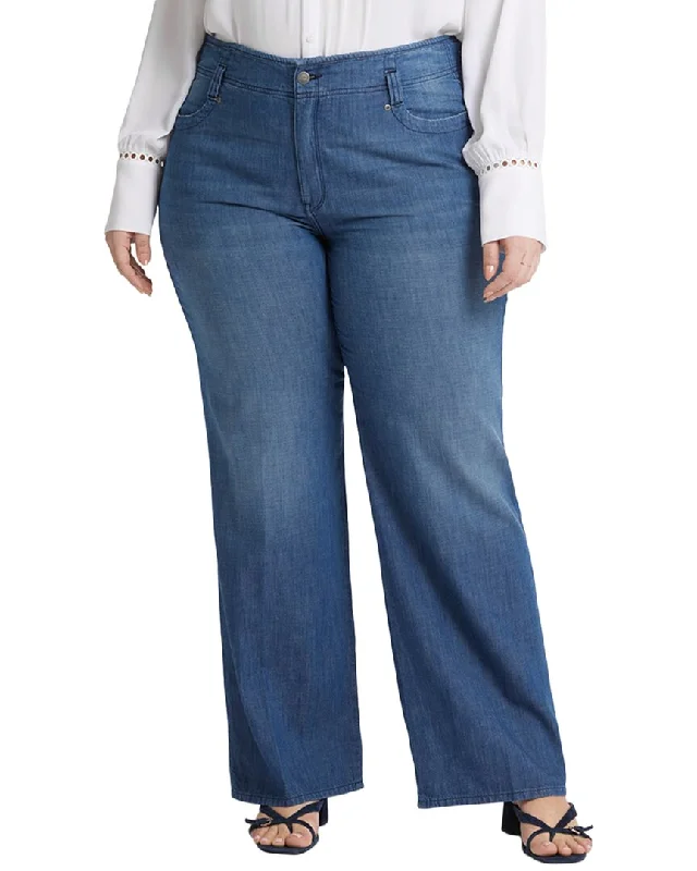 Women's Holiday Pants-NYDJ Plus Teresa Mission Blue Wide Leg Jean