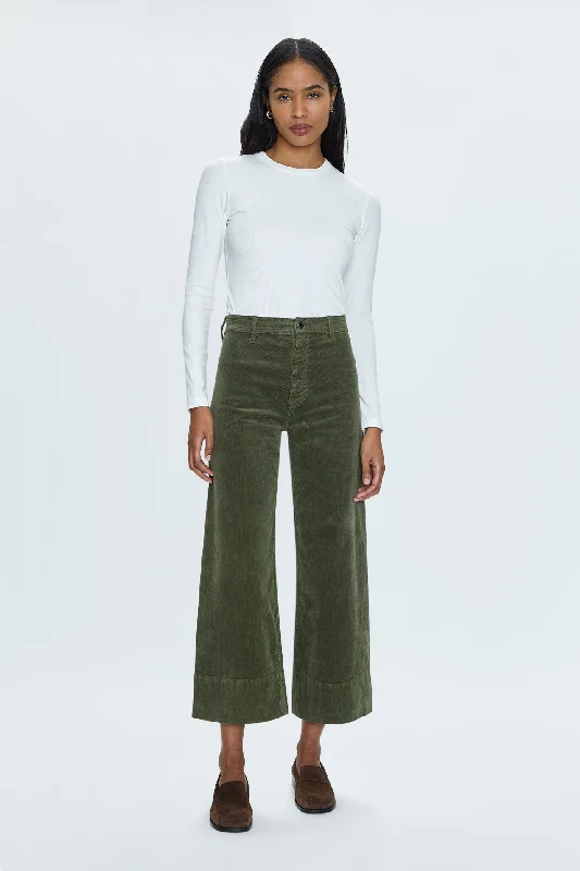 Women's Snap Button Pants-Penny High Rise Wide - Martini