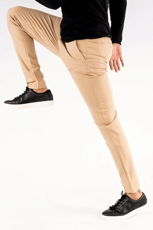 Women's Cotton Pants-Performance Jog Pants - Sand