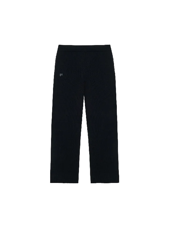 Women's Cargo Pants-Archive Womens Recycled Cashmere Loose Track Pants—black