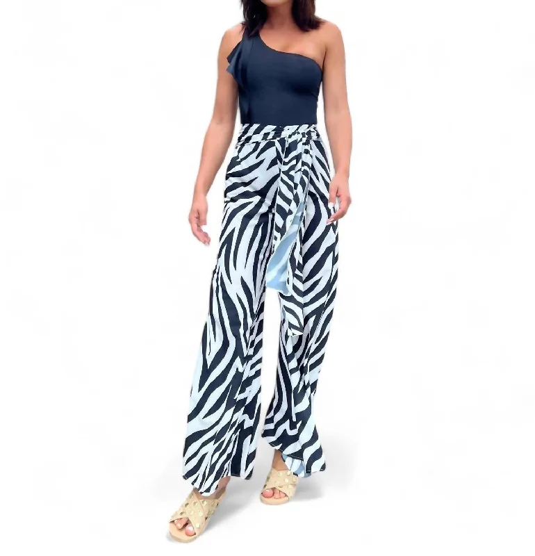 Women's Earth Tone Pants-Savage Delight Pant In Black/white