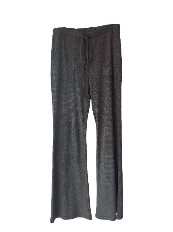 Women's Solid Color Pants-Thermal Lounge Pants In Light Charcoal