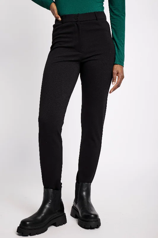 Women's Split Leg Pants-Tregging in Black