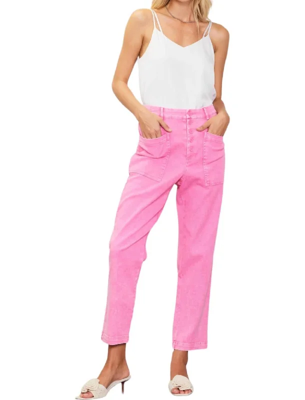 Women's Jean Pants-Utility Pants In Pink