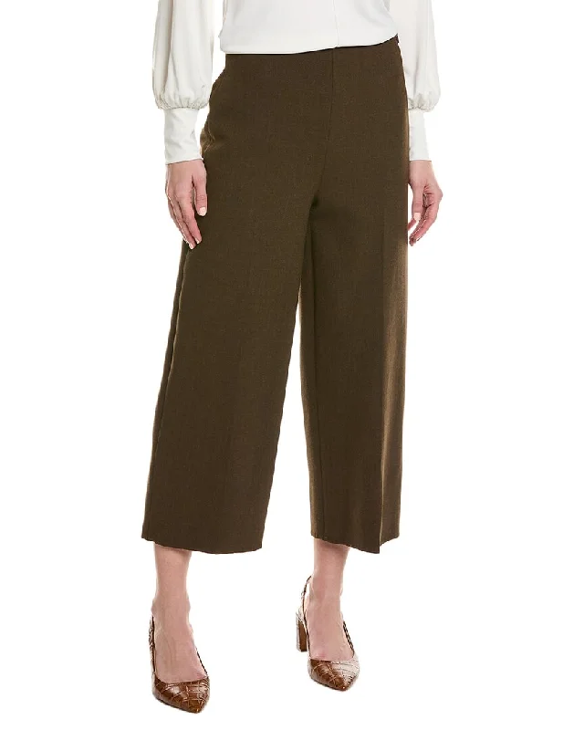 Women's Ribbed Pants-Vince Crop Wide Leg Wool-Blend Pant