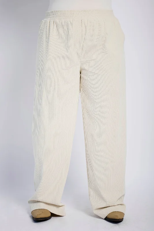 Women's Trendy Pants-Wide Leg Cord Pants in Bone