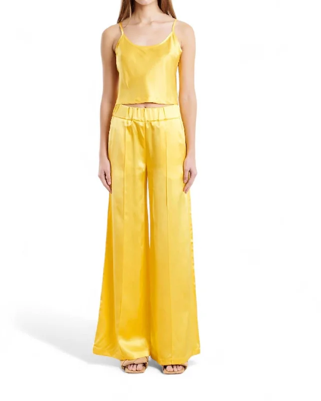 Women's Utility Pants-Wide Leg Pintucks Pant In Yellow