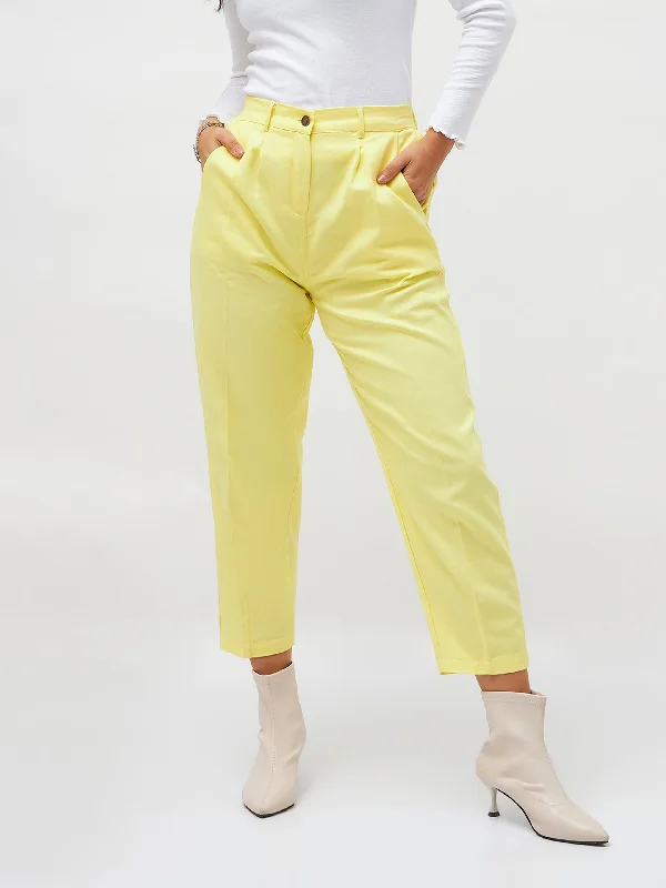 Women's Elegant Pants-Yellow Tapered Pants