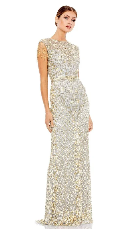 Women's Jade Evening Gowns-Mac Duggal - 4908 Lattice Sequined Column Long Gown